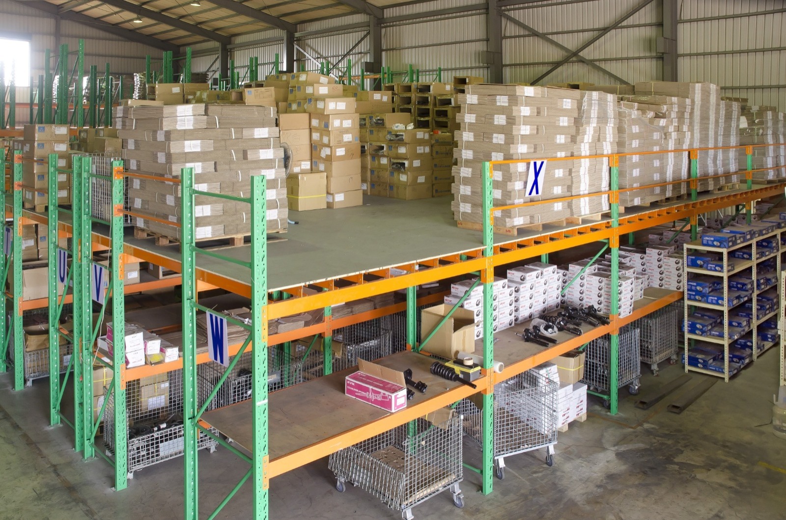 mezzanine floor rack in storage